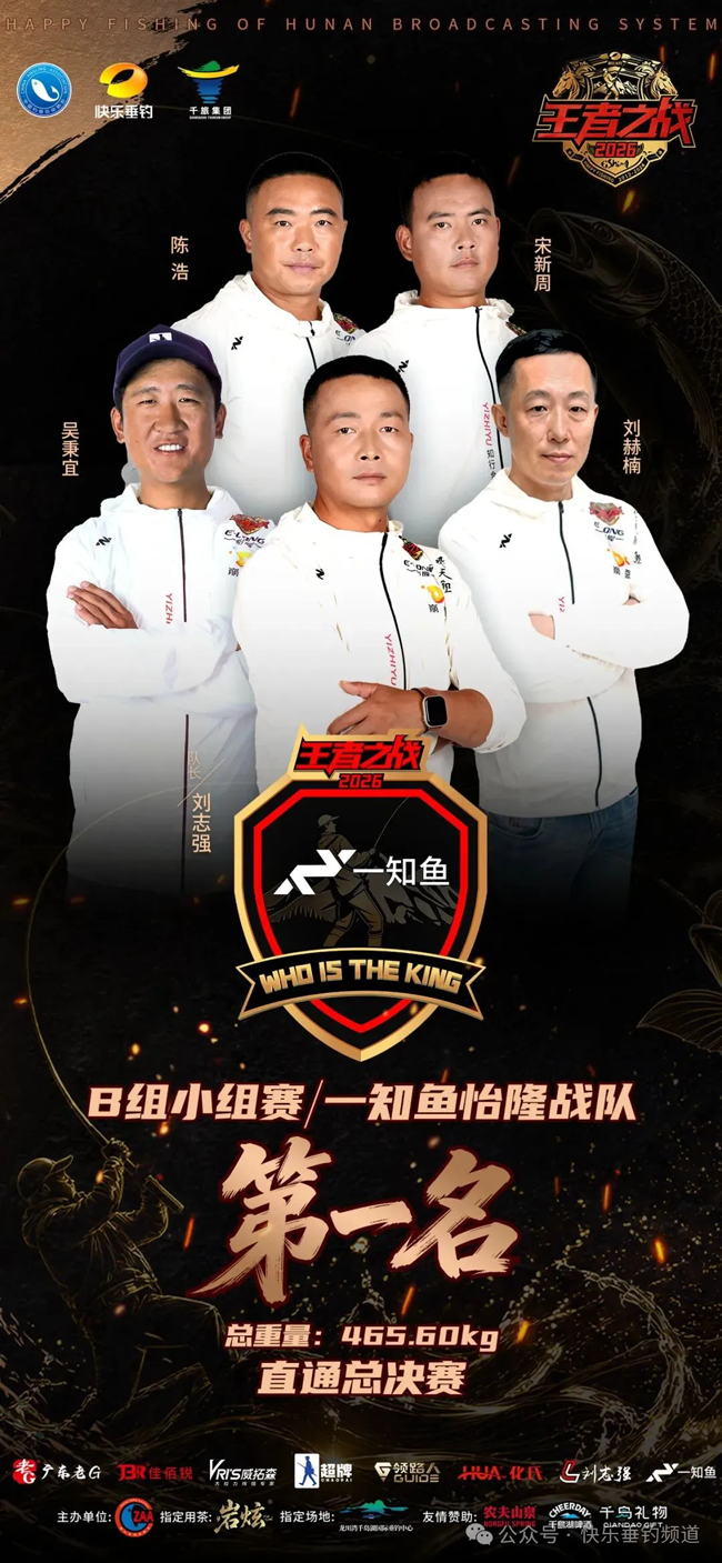 2026王者之战B组赛毕 | 一知鱼怡隆战队465.6公斤问鼎榜首，直通总决赛！